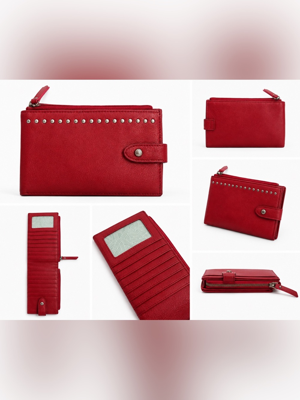 The Sak Women's Red Zip & Snap Card Wallet